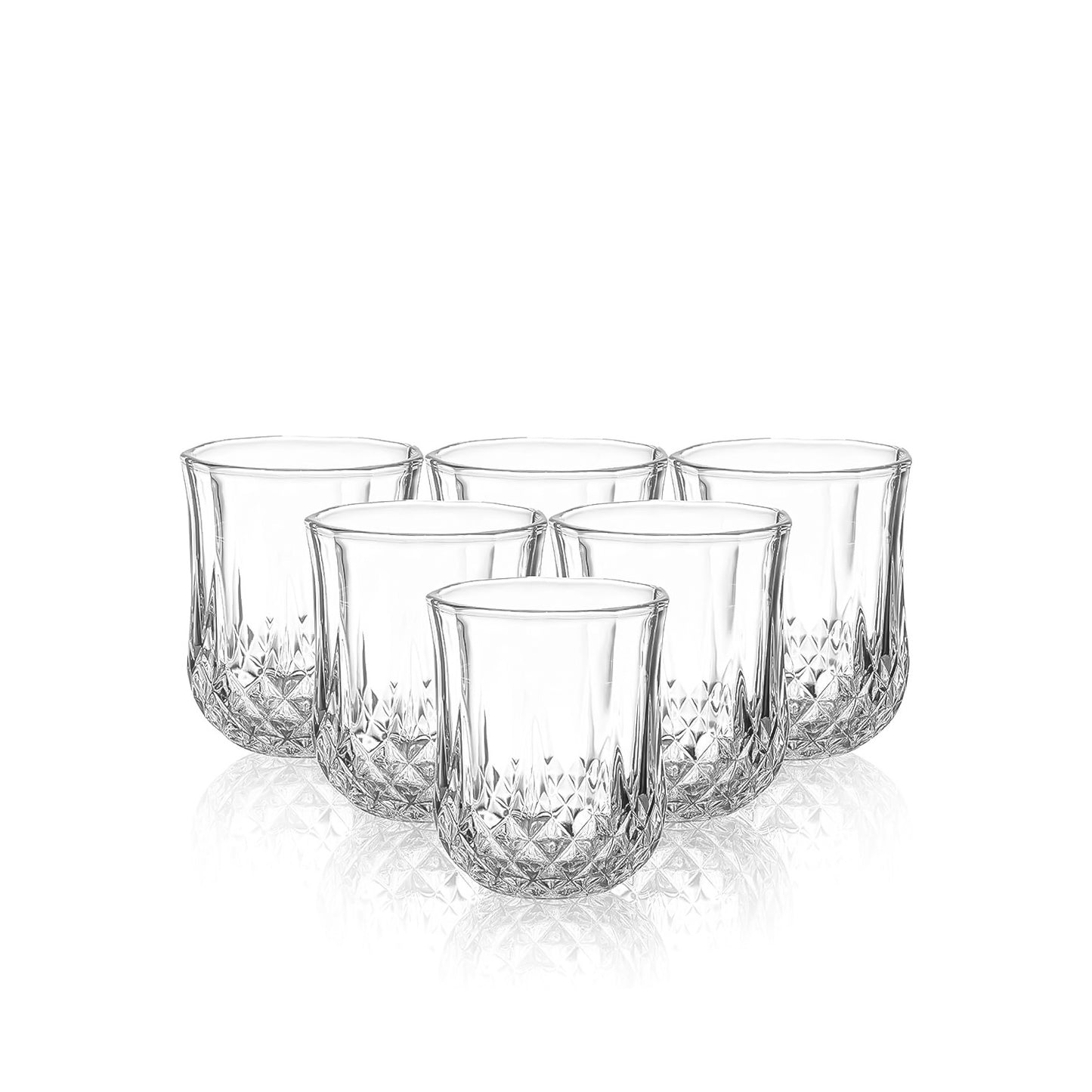 Glass 6-Piece Tumbler Set – 220ml - Timeless Diamond-Cut Design – 90359-17/Sk001-2