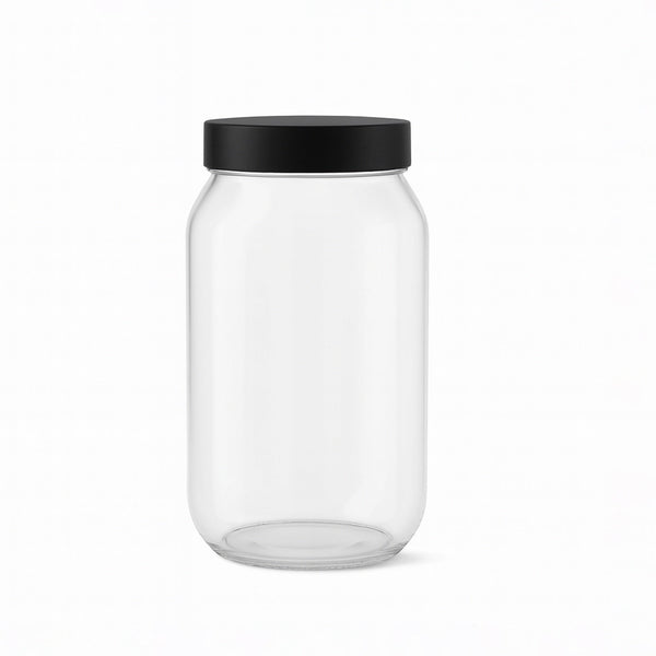 HMT11894 Glass Storage Jar 1000ML – Clear with Printed Airtight Lid