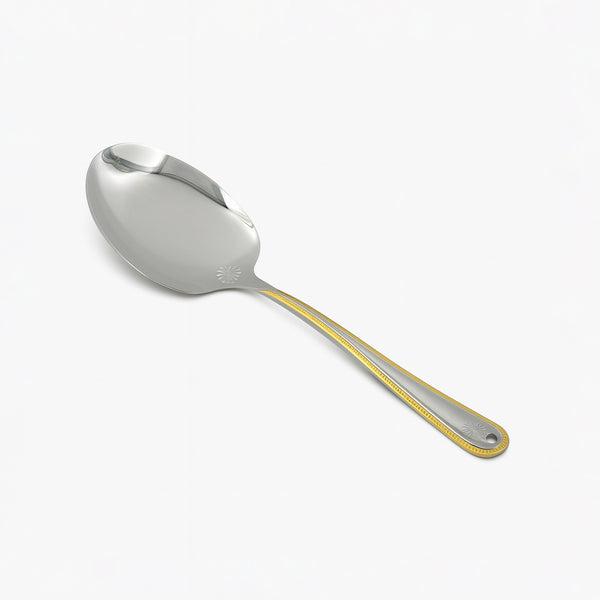 CUT0010401 Stainless Steel Flat Rice Server – Silver with Gold Accent Handle