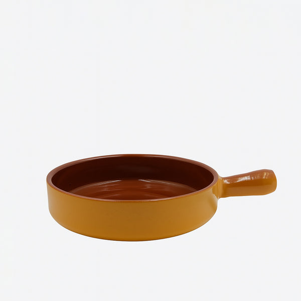 1526 – Terracotta Frying Pan – 26cm Clay Skillet with Handle & Glazed Interior