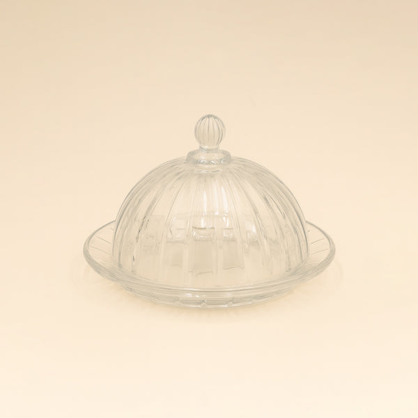 TB050-1C Glass Plate with Dome – 14cm (D) – Elegant Serving Dish