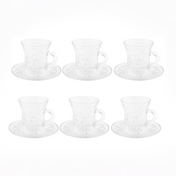 5340247 Tokyo Milk Cup & Saucer – 12-Piece – Diamond-Cut Crystal-Style Set