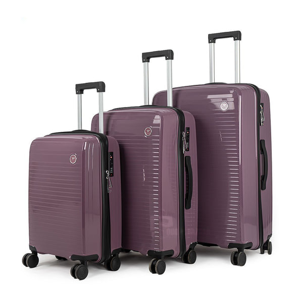 9152 PP Trolley Luggage Set 3-Piece – Lightweight Hard Shell Suitcases with Spinner Wheels – 20'', 24'', 28'' Sizes – Durable Travel Luggage in Purple