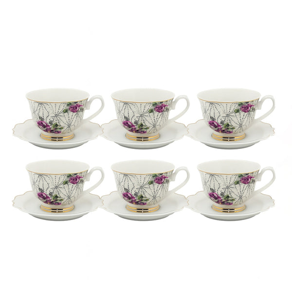 GP-92 Milk Cup & Saucer Set – 6-Piece Elegant Porcelain Tea Set