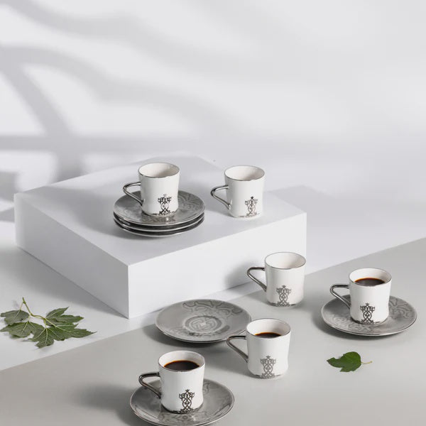 ET2948 Naqsh Turkish Coffee Cup & Saucer Set – Grey & Silver