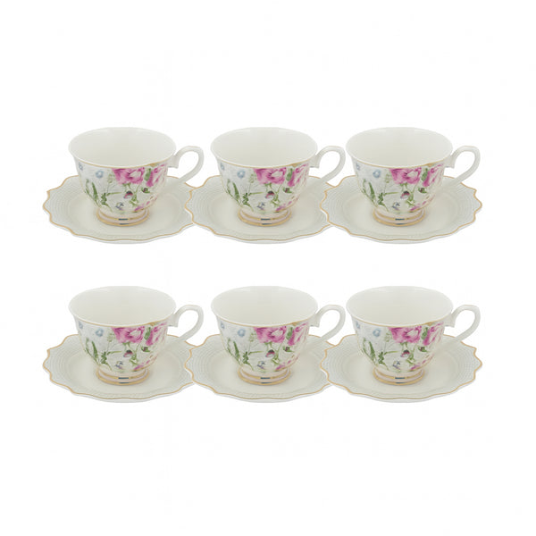 GP-66 Turkish Coffee Cup & Saucer Set – 6-Piece Elegant Porcelain Set