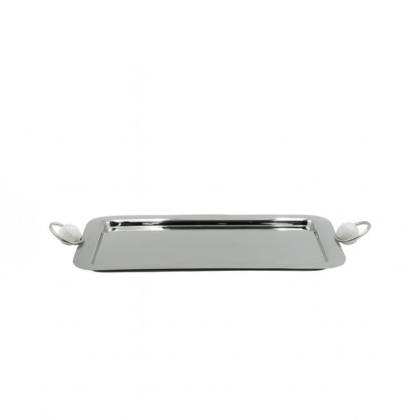 SBTC262 Steel Rectangle Tray – Medium Size with Elegant Marble Ball Handles