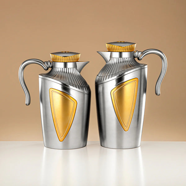 UWP – Vacuum Flask 2-Piece Set (0.7L & 1L) – Matte Chrome Gold