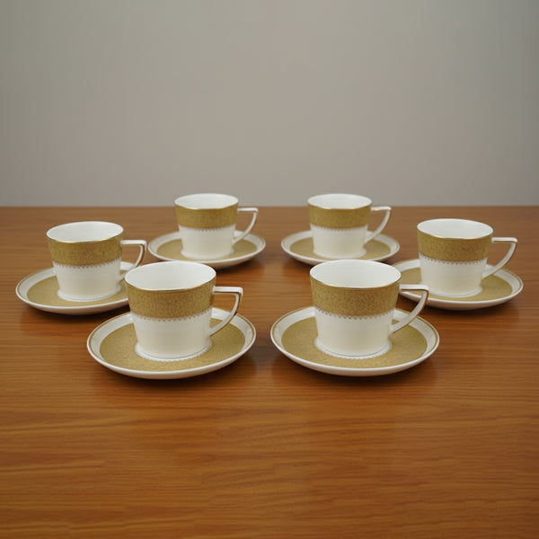 MK-373 Milk Cup & Saucer Set – 12-Piece – Elegant White and Gold Design