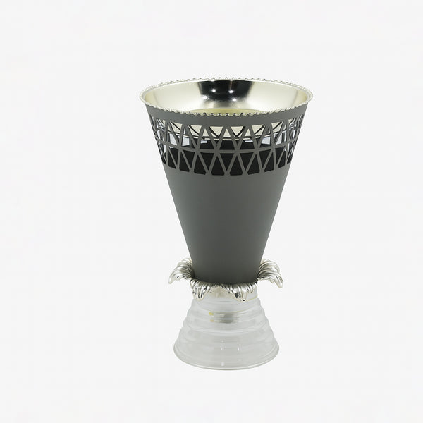 NF-36157-P – Incense Burner – Matte Grey & Silver with Crystal Base