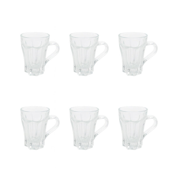 9699 Coffee Glass Set – 6 Pieces – Durable Clear Glass with Handle