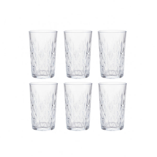 DSKB032-3 Glass Tumbler Set – 6 Pieces – 330ml Crystal-Cut Drinking Glasses