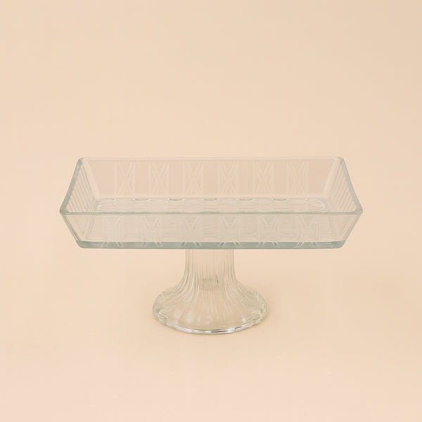 1048-16 – Glass Tray with Leg – Rectangular Pedestal Stand