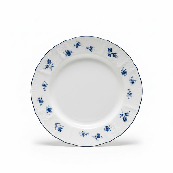 AB-006 6.5-Inch Ceramic Dessert Plate with Blue Rim and Blue Floral Design | Siddiq Gifts Mussafah Abu Dhabi