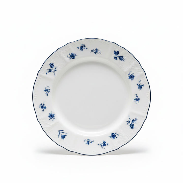 AB-006 6.5-Inch Ceramic Dessert Plate with Blue Rim and Blue Floral Design | Siddiq Gifts Mussafah Abu Dhabi