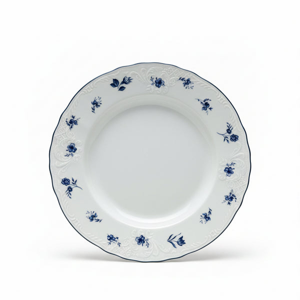 AB-007 8.5-Inch Ceramic Dessert Plate with Blue Rim and Blue Floral Design | Siddiq Gifts Mussafah Abu Dhabi