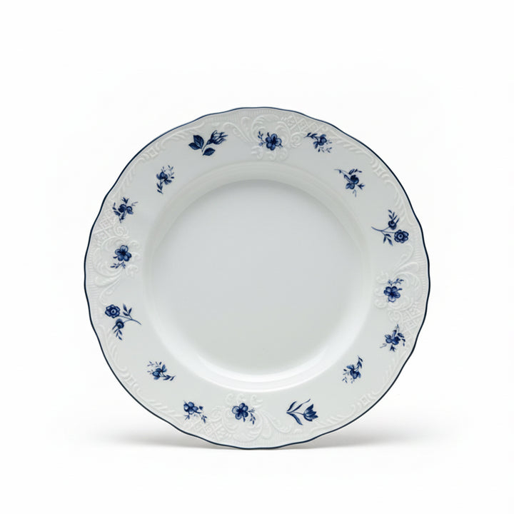 AB-007 8.5-Inch Ceramic Dessert Plate with Blue Rim and Blue Floral Design | Siddiq Gifts Mussafah Abu Dhabi