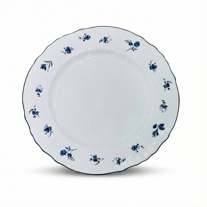 AB-009 Solecasa 12-Inch Blue Floral Dinner Plate – White Plate with Blue Rim Design | Siddiq Gifts Mussafah Abu Dhabi