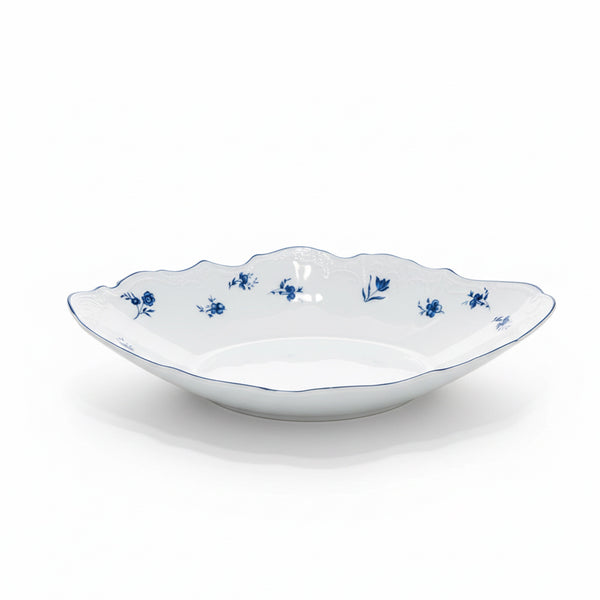 AB-010 Ceramic Leaf Plate with Blue Rim and Blue Floral Design | Siddiq Gifts Mussafah Abu Dhabi