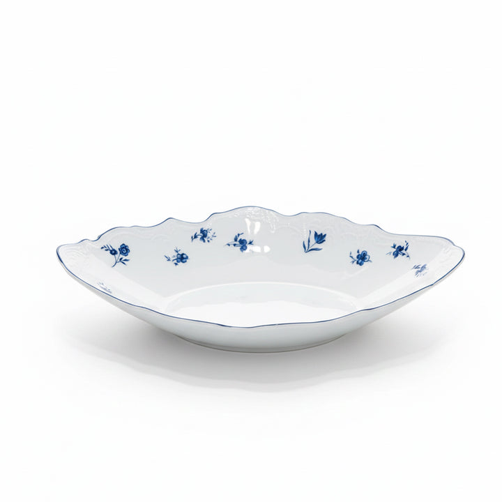 AB-010 Ceramic Leaf Plate with Blue Rim and Blue Floral Design | Siddiq Gifts Mussafah Abu Dhabi