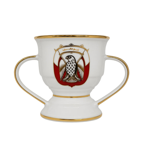 BR-15-MG Abu Dhabi Logo Burner Medium – 12 cm (H) × 13 cm (D) – White Porcelain with Gold Rim Finish