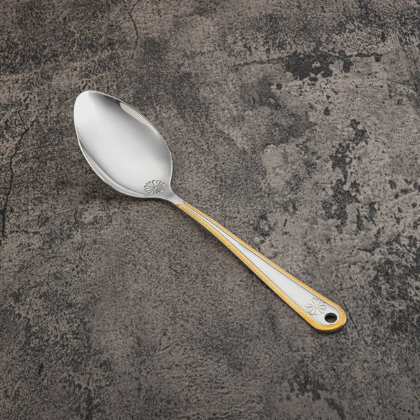 CUT0010399 Stainless Steel Pasting Spoon – Small – Silver with Gold Accent Handle