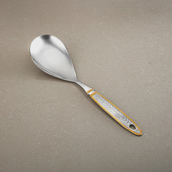 CUT0010485 Stainless Steel Rice Spoon – Silver with Gold Accent Handle