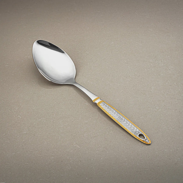 CUT0010487 Stainless Steel Pasting Spoon – Small – Silver with Gold Accent Handle