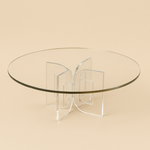 HO-832RD-LG Acrylic Round Cake Plate with Gold Line – 13cm (H) x 34cm (D)