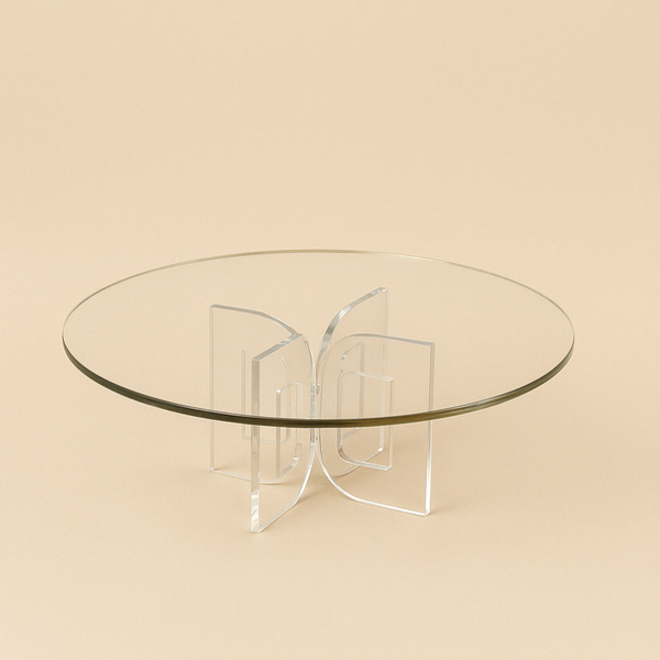 HO-832RD-MG Acrylic Round Cake Plate with Gold Line – 11cm (H) x 29cm (D)