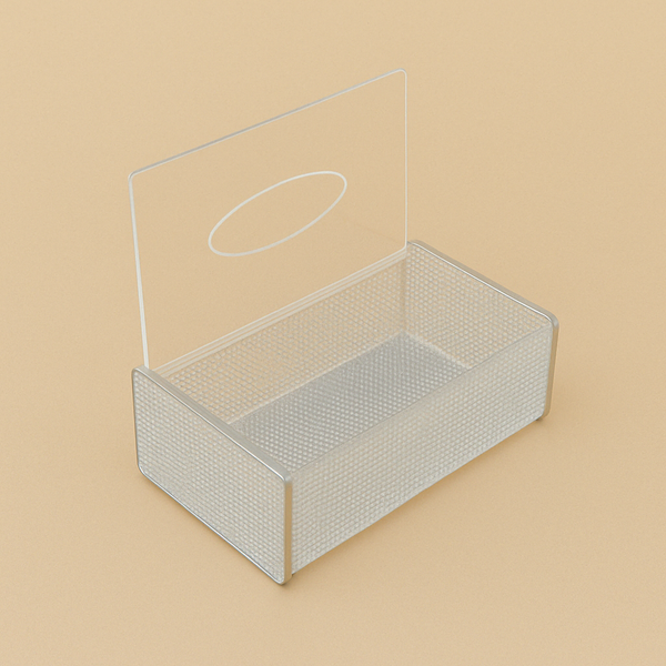 HO-718-BS Acrylic Clear Tissue Box with Silver Line – 25 x 15 x 9 cm