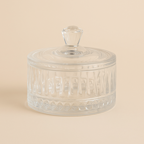Elegant Clear Glass Candy Bowl with Diamond-Patterned Design – BG-1720