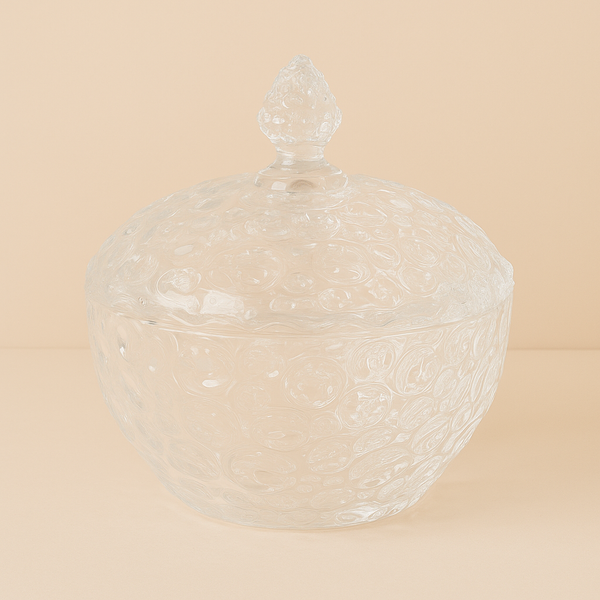 Clear Glass Sugar Pot with Lid – 20cm Height × 15cm Diameter – Dstg2032-7