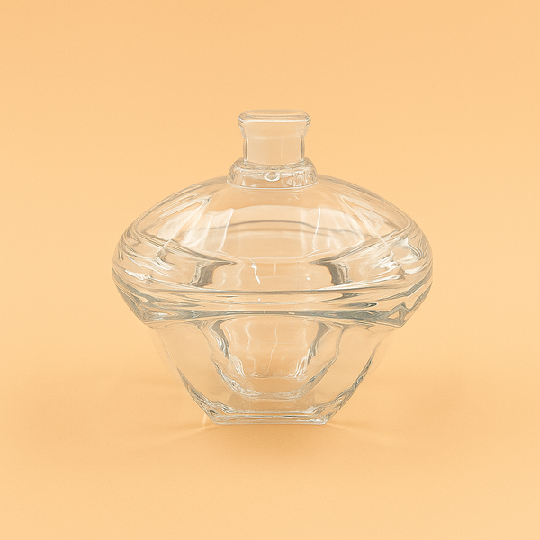 Candy Bowl with Lid – Clear Glass – Modern Sculpted Design – DSTG2051-6