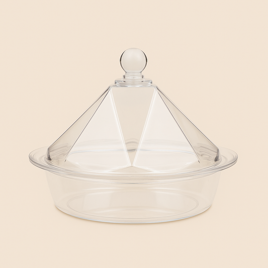 Acrylic Candy Bowl with Lid – Clear Finish – 20cm (D) x 16cm (H) – HS-T321