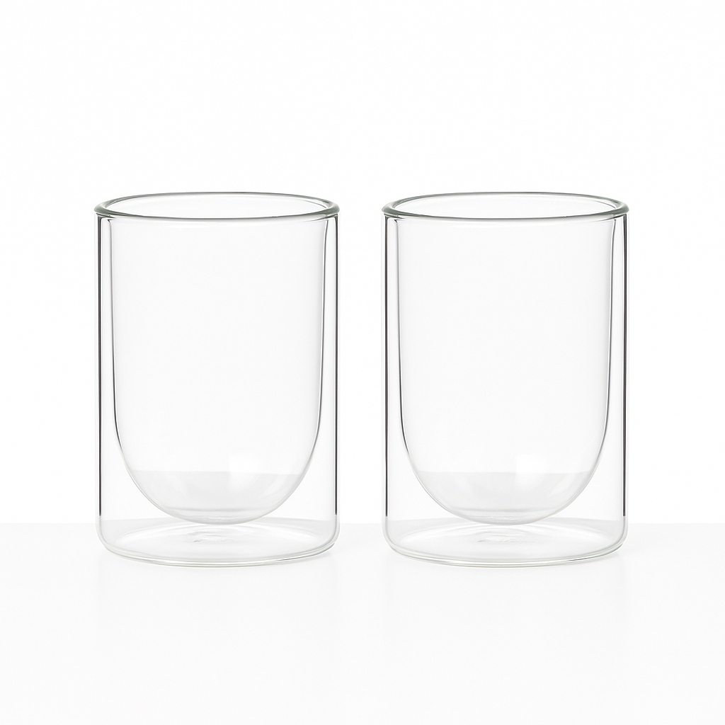 Double Wall Glass Set – 2 Piece – 350 ml – Clear Insulated Design – 23704