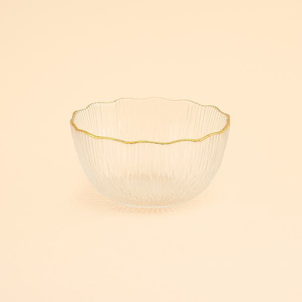 SJ572 Glass Bowl with Gold Border – 10cm Diameter – Elegant Serving Dish