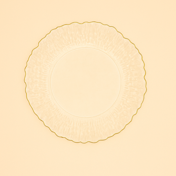 SJ576 Glass Plate with Gold Border – 16cm Diameter – Elegant Dining Plate