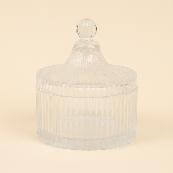 Glass Candy Pot – Elegant Clear Glass with Lid – TG033