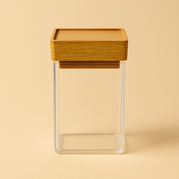2840 Acrylic Airtight Canister with Bamboo Lid - 17cm (H) x 8.5cm (W) x 8.5cm (L)
