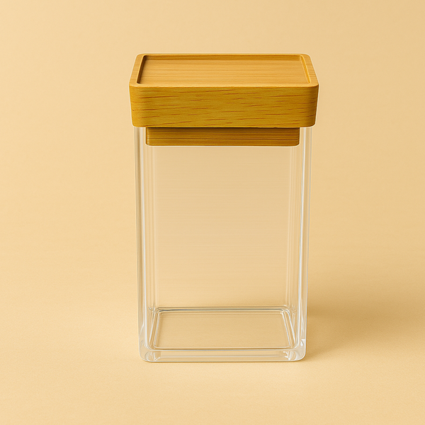 2841 Acrylic Airtight Canister with Bamboo Lid - 20cm (H) x 8.5cm (W) x 8.5cm (L)