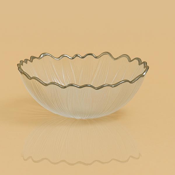 SJ615-B Glass Bowl with Silver Rim - 24cm (D)