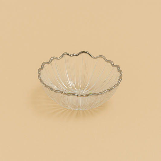 SJ618-B Glass Bowl with Silver Rim  - 10cm (D)