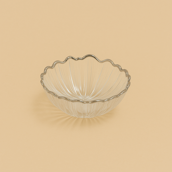 SJ618-B Glass Bowl with Silver Rim  - 10cm (D)