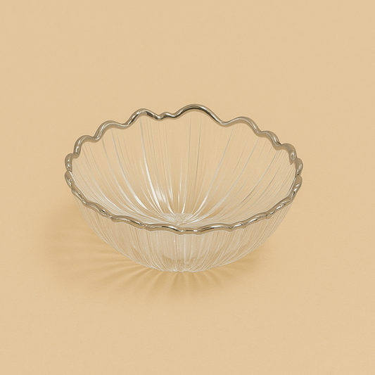 SJ617-B Glass Bowl with Silver Rim - 12cm (D)