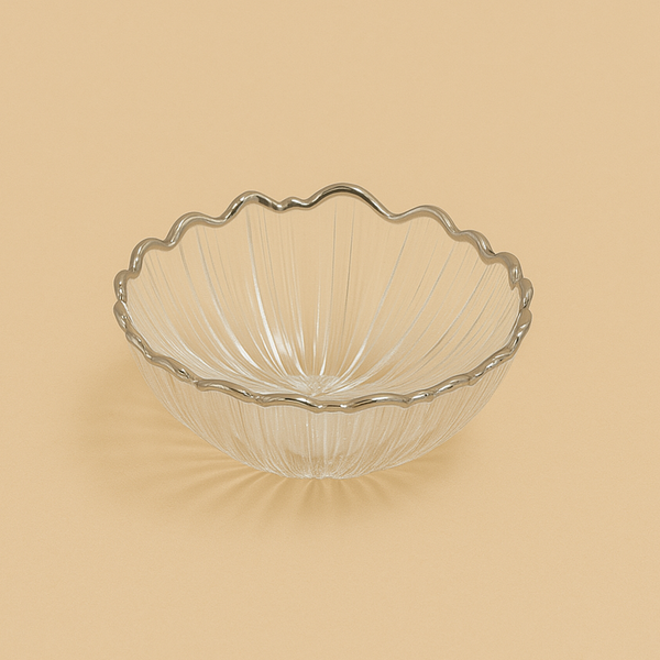 SJ617-B Glass Bowl with Silver Rim - 12cm (D)