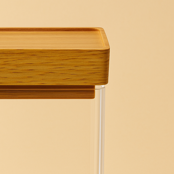 2840 Acrylic Airtight Canister with Bamboo Lid - 17cm (H) x 8.5cm (W) x 8.5cm (L)