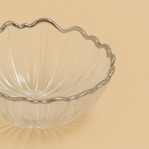 SJ618-B Glass Bowl with Silver Rim  - 10cm (D)