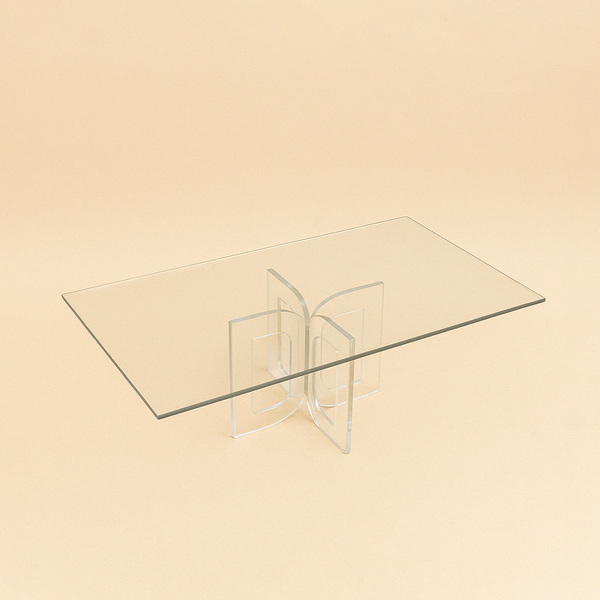 HO-832REC-MG Acrylic Rectangular Cake Plate with Gold Line – 11cm (H) x 22cm (L) x 35cm (W)