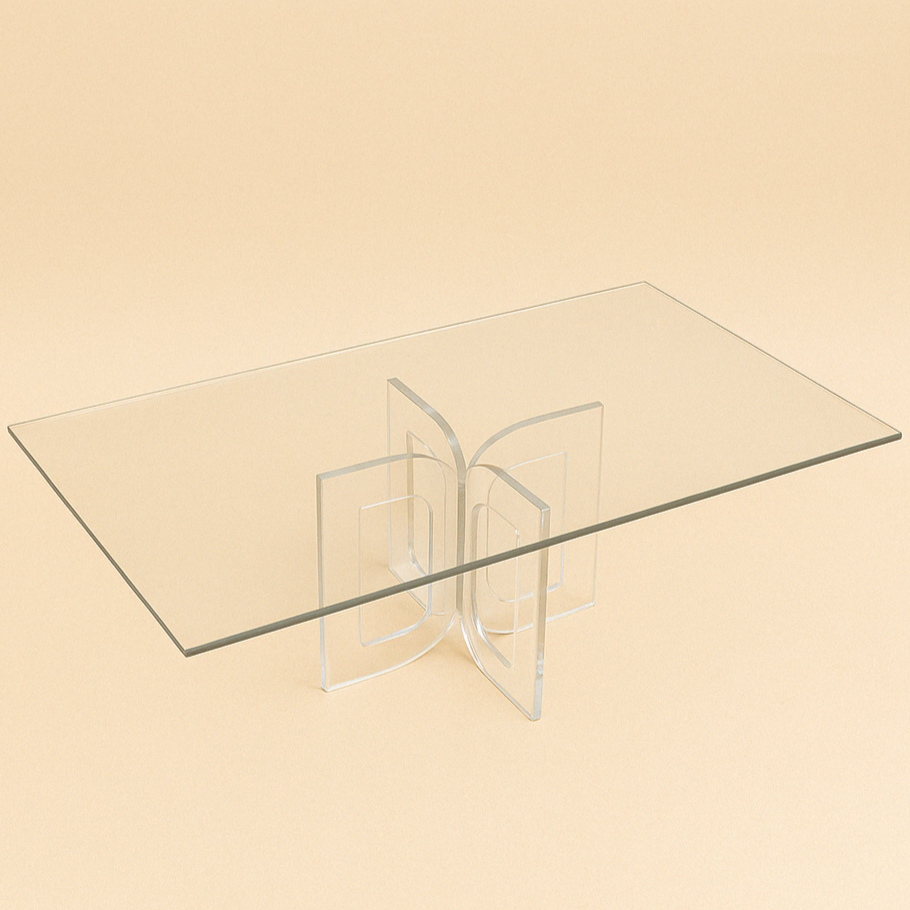 HO-832REC-LG Acrylic Rectangular Cake Plate with Gold Line – 13cm (H) x 24cm (L) x 40cm (W)